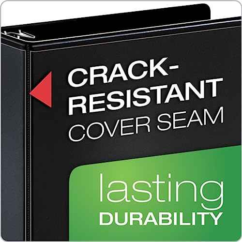 Cardinal 3 Ring Binder, 6 Inch Heavy Duty XtraLife Binder, Locking Slant-D Rings, Crack-Resistant Cover & Spine, ClearVue Covers with Shelf Pull, Holds 1,300 Sheets, Black (26361)