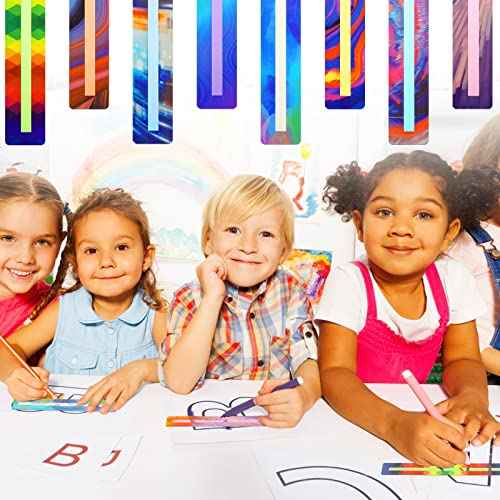 16 Pieces Reading Guide Strips for Kids Dyslexia Tools Reading Rulers for Kids Children Highlighter Trackers Teacher Education Classroom Supplies(Fresh Style)