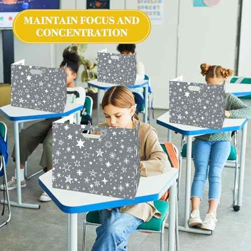 Ireer 24 Pcs Desk Dividers for Students Privacy Folders Standard Classroom Folder Teacher Supplies School Privacy Cardboard Reduces Distractions for Classroom Keep Eyes from Wandering(Gray)