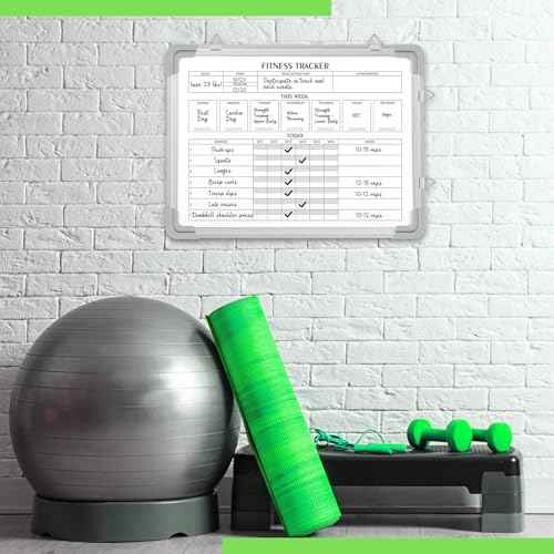 Lincia 24 x 18 Inch Fitness Tracker Whiteboard Workout Calendar for Home Gym Dry Erase Planner Hanging Removable to Do List for Wall Whiteboard with Aluminum Frame for Gym Fitness Program(Style A)