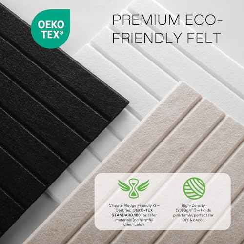 MaxGear Large Cork Boards for Walls 48" x 36", Light Tan Felt Bulletin Board Tiles for Office Decor, 12 Pack Felt Wall Tiles with Slat Paneling, Push Pin Board Home Wall Organizer