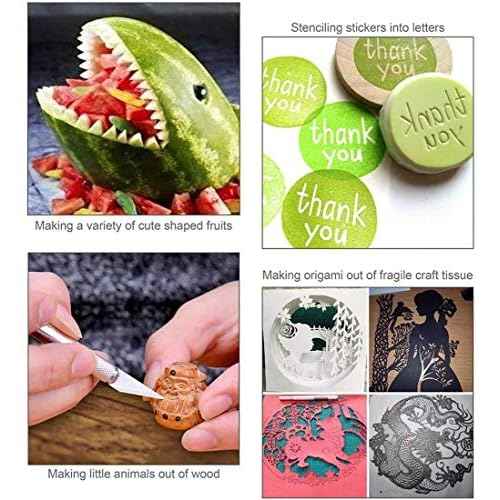 DIYSELF 1 Pcs Craft Hobby Knife Exacto Knife with 11 Pcs Stainless Steel Blade Kit, 1pcs Steel 15CM Ruler for Art, Scrapbooking, Stencil (Purple)