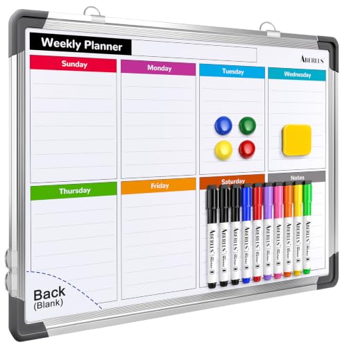 ABERLLS Silver 16x12 Weekly Calendar Whiteboard Wall Magnet Dry Erase