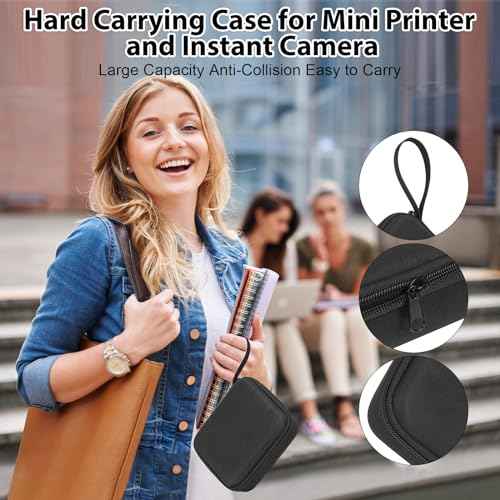 Print Pods Mini Sticker Printer Thermal Inkless Printer for iOS&Android with Hard Protection Storage Case,Bluetooth Label Maker with 11 Rolls Thermal Paper£¦Sticker for Photo Receipt DIY