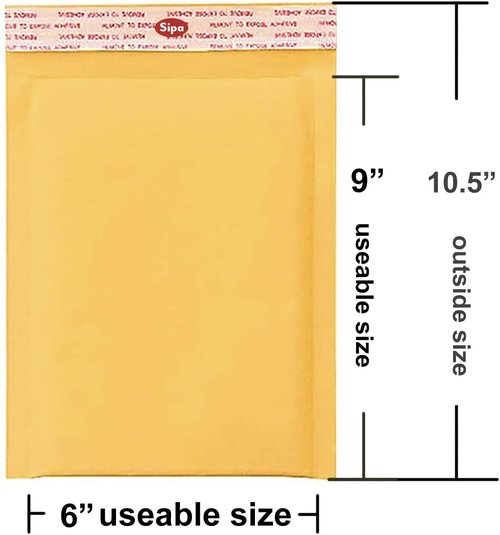 SIPA Kraft Bubble Mailer - Self-Seal Shipping Envelopes | 6.5” x 10.5” | 50 Pack for Secure Delivery