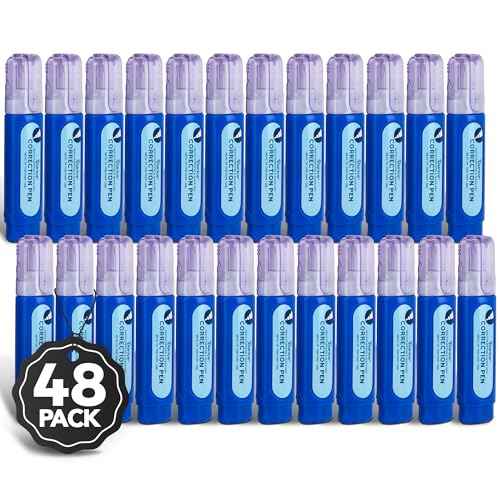 DARICE Liquid Correction Pen Box of 48 - Multi-Purpose Liquid White Out Pen with Metal Tip for School, Office & Home