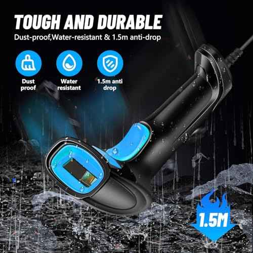 1D Handheld Barcode Scanner ? Wireless Range Up to 328ft, Perfect for Retail, Warehouse, and Office Use