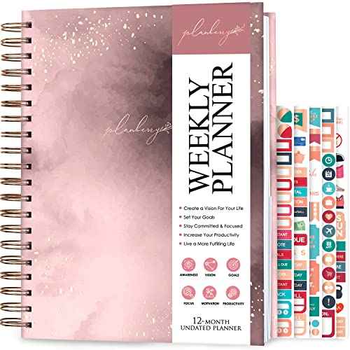 PLANBERRY Large Weekly Planner Premium ? Undated Life & Budget Planner ? Organizer & Productivity Journal, 8x10.4¡È (Rose Gold)