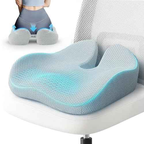 Extra Large Office Chair Cushion, 19" x 17" Ergonomic Memory Foam Seat Cushion for Tailbone, Back, Sciatica & Hip Pain Relief, Booster Pad for Sitting & Driving, Removable Washable Cover, Grey