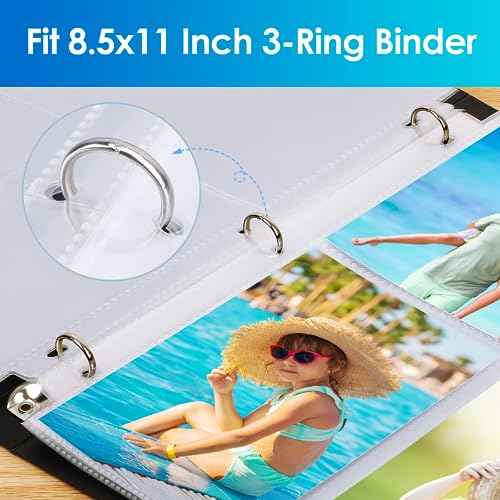 MaxGear 30 Pack 4x6 Photo Sleeves for 3 Ring Binder (180 Pictures), Heavy-Duty Archival Page Protectors, 3-Pocket Clear Photo Album Refill Pages, Plastic Seed Binder Pages 8.5x11, Postcard Sleeves
