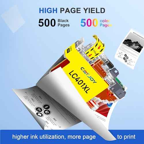 LC401XL Ink Cartridges for Brother Printer Compatible for Brother LC401 401XL for MFC-J1010DW MFC-J1170DW MFC-J1012DW MFC-J1800DW MFC J1010DW - 4 Pack High Yields Black Cyan Magenta Yellow