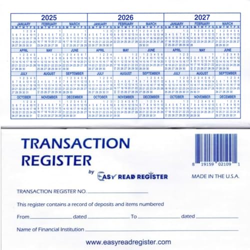 12-Pack Easy Read Checkbook Register - Personal & Business Transaction Log