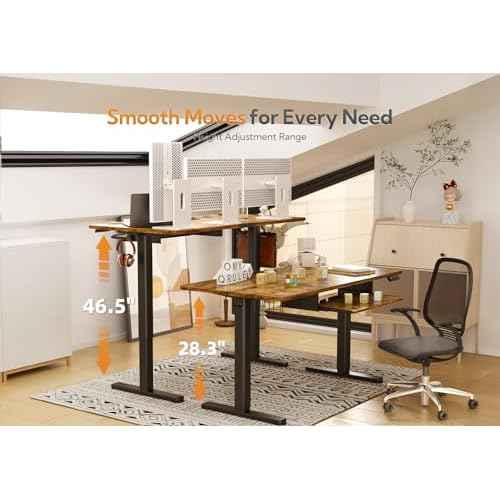 Claiks Standing Desk with Keyboard Tray, Standing Desk Adjustable Height, Raising Desks for Home Office and Computer Workstation, 48 Inches, Rustic Brown
