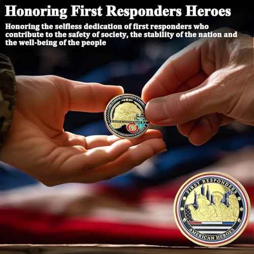 First Responders Challenge Coin - Honor American Heroes EMS Police Firefighter Coin - Perfect Gift for First Responders Law Enforcement Emergency Services Workers (20PCS)