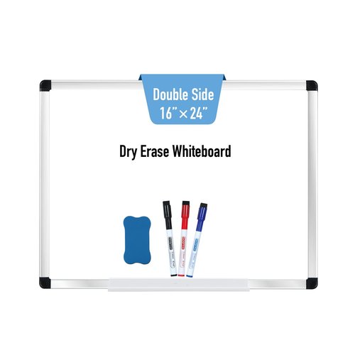 DumanAsen Dry Erase Board, 16 x 24 inches Magnetic Whiteboard for Wall, Aluminum Frame Portable Double Sided Whiteboard for Home, Office, Includes 3 Markers and Eraser