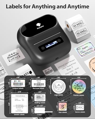 Phomemo M220 Bluetooth Label Maker Printer Kit Black / 1 Printer + 1 Roll Labels