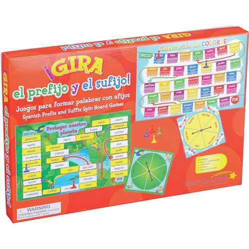 Really Good Stuff Spanish Prefix and Suffix Spin Board Games (Gira el prefijo y el sufijo) - 2 Games