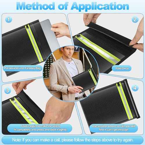 5 Pack Faraday Bags EMP Proof,Faraday Bags for Laptops Tablets Phones Car Keys,Faraday Cage with Handle&Reflective Strip,EMP bags Faraday Pouch for Electronics Fireproof Waterproof