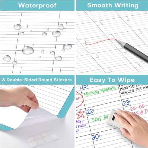 Dry Erase Calendar for Wall - Undated 1 Month Wall Calendar Dry Erase, 40" x 28", Erasable & Reusable Laminated White Board Calendar with 8 Round Stickers, Great Layout Wall Calendar Dry Erase for Home