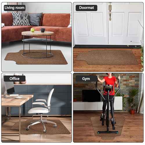 2 Pack Office Rolling Chair Mat for Carpet & Hardwood Floor 36"x48" Desk Chair Mat with Extended Lip Anti-Slip Rolling Computer Rug Floor Protector Cover for Desk Rolling Chair Office-Brown