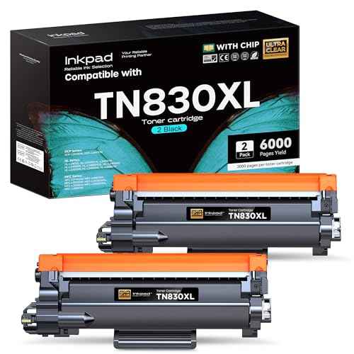 Compatible TN830XL TN830 Toner Cartridges Replacement for Brother TN-830XL TN 830 with DCP-L2640DW MFC-L2820DW HL-L2400D HL-L2460DW HL-L2405W HL-L2465DW HL-L2480DW Printers (2 Pack, Black)