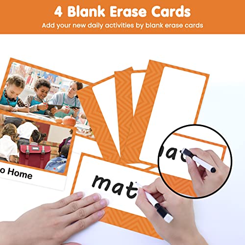 Kids Visual Schedule Pocket Chart with 23 Activity Cards & Dry-Erase Cards