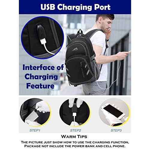 ProEtrade Backpack Bookbag for College Laptop Travel, Fit Laptop Up to 15.6 inch with USB Charging Port Multi Compartment Anti theft, Gift for Women Men (Black)