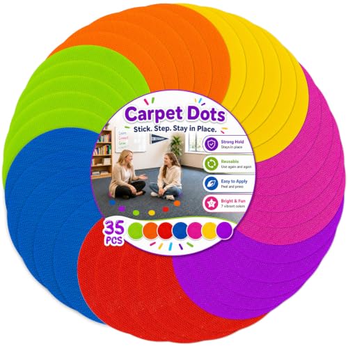 Sukh 35-Pack Classroom Carpet Dots - 4 Inch Colorful Markers for Education & Activities