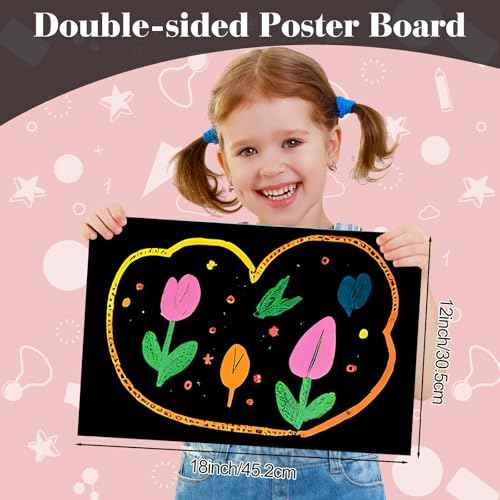 100 Pcs Black Poster Board Paper 12x18, ROOKEA Vision Boards Posterboard Bulk for School Projects Classroom Arts Craft Presentations Drawing Scrapbooking Blank Graphic Display