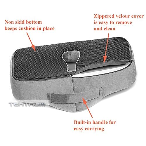 Tektrum Orthopedic Cool Gel Enhanced Seat Cushion, Gel Memory Foam Coccyx Cushion for Back Pain, Sciatica, Tailbone, Prostate, Sitting Long Hours -Office, Home, Car, Plane, Wheelchair (02NJ-Grey)