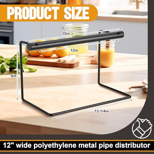 Heavy Duty Metal Poly Tubing Dispensers, 12" Width Black, with Mounting Hardware for Accommodate Rolls of Poly Tubing or Roll-top Poly Bags