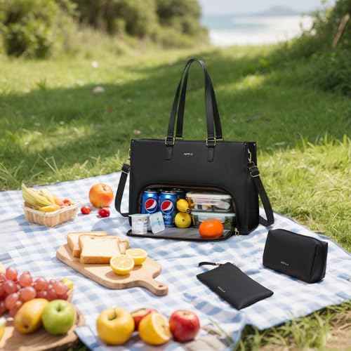 Keyli 3pcs Laptop Bag for Women 15.6 inch and Lunch Tote Bag for Women with Insulated Lunch Compartment Computer Briefcase