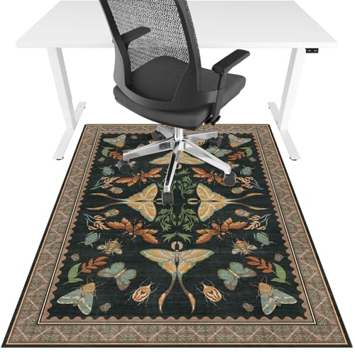 Lreedy 36x48 Colorful Insects Office Chair Mat for Hardwood & Tile Floors – Non-Slip, Printed Polyester