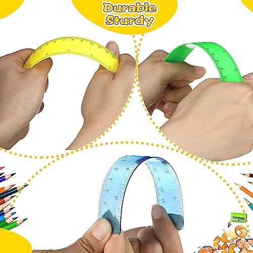 Harloon 288 Pack Clear Color Plastic Rulers 6 Inch Transparent Colorful Ruler with Inches and Centimeters 8 Colors Metric Bulk for Kids School Home Office