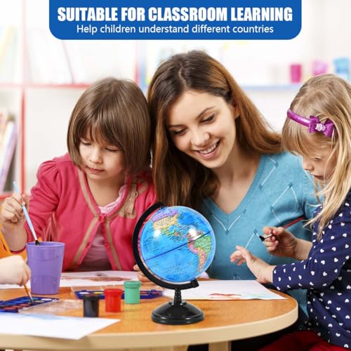 KISEER Blue 6-Inch Rotating World Globe with Stand for Kids Learning & Classroom Use