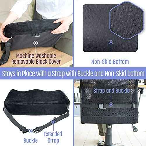 Aeris Large Seat Cushion for Office Chairs - Ergonomic Memory Foam Chair Cushion for Enhanced Comfort During Long Hours of Sitting &Driving - Ideal for Car&Truck Seats,Wheelchairs -With Washable Cover