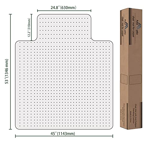 FuturHydro Desk Chair Mat for Flat to Low Pile Carpets, 45" x 53" Clear Office Home Floor Protector Mat, Transparent Mats for Office, Home and Gaming Floors (with Lip)