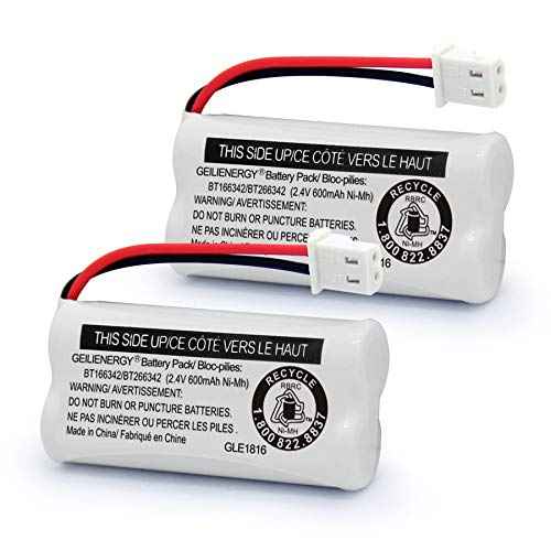 GEILIENERGY BT162342 BT262342 Battery Compatible with BT183342 BT283342 BT166342 BT266342 VTech CS6114 CS6419 CS6719 at&T EL52300 CL80111 Cordless Phone(Pack of 2)