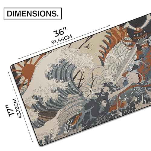 MPCO. Masterpiece Large Gaming Desk Pad - 36" x 17" Aeroglyde Fabric Shogun Desk Mats - Washable, Smooth Glide for Precision Gaming & Work