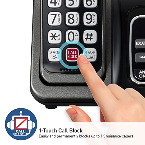 Panasonic Cordless Phone with Answering Machine and 2 Black Handsets - Reliable Landline System