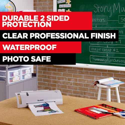 Scotch Thermal Laminating Pouches Premium Quality, 5 Mil Thick for Extra Protection, 50 Pack Letter Size Laminating Sheets, Our Most Durable Lamination Pouch, 8.9 x 11.4 inches, Clear