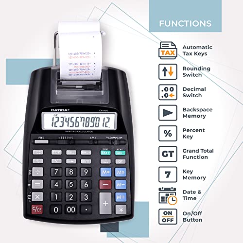 CATIGA New & Upgraded 2025 Printing Calculator Adding Machine 10 Key, Desktop Home Office Calculator with Paper Roll Print Out, Accounting Business Finance