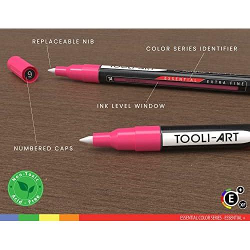Acrylic Paint Pens Assorted Vibrant Markers for Rock Painting, Canvas, Glass, Mugs, Wood, Fabric, Metal, Ceramics. Non Toxic, Quick Dry, Multi-Surface, Lightfast (EXTRA FINE)