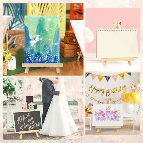 ESRICH 11.8In Wood Easels,Tabletop Painting Display Easels, Painting Party Easel, Kids Student Tabletop Easels for Painting,Portable Canvas Photo Picture Sign Holder£¨4 Pack £©