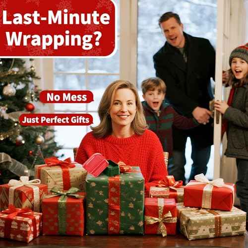 Christmas Wrapping Paper Cutter - 2 Pack, Straight & Neat Paper Roll Cutter for Gift Wrapping (Black & Red)