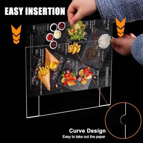 12pack 8.5 X 11 Wall Mount Acrylic Sign Holder with Tape, Clear Plastic Menu Holder, Unbreakable Table Sign Holder for Office, Restaurant, Store, School and Home Use with Notch