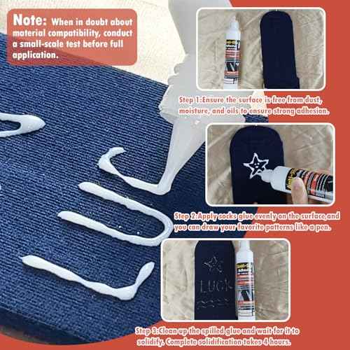 Sock Stop Glue 100ml, Clear Non-Slip Glue is Latex-Free and Water-Based, Odorless and Washable, Sock Anti Slip Adhesive for Hangers, Carpets, Bathroom Mats