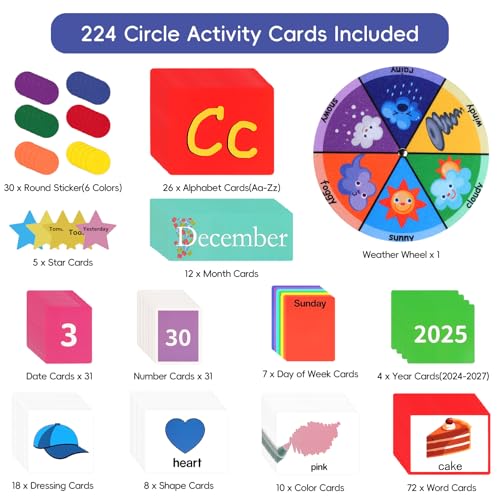 Blue Circle Time Learning Center Classroom Pocket Chart with 224 Cards