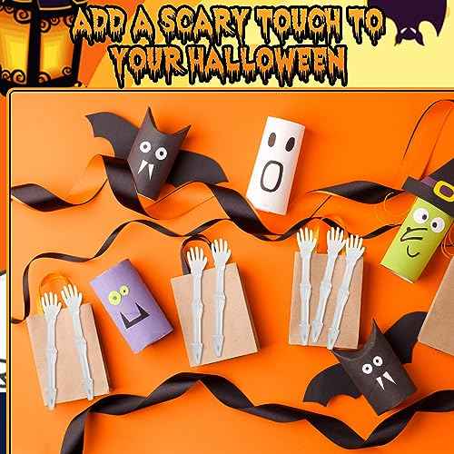 Seajan 120 Pcs Halloween Glow in the Dark Skull Bones Pens Novelty Nursing Pens Creative School Pens for Kids Students Artist School Office Birthday Halloween Party Supplies Black Ink