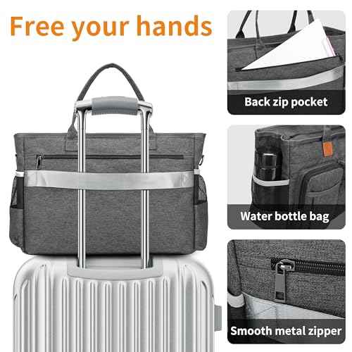Rabjen Nurse Tote Bag for Work with Padded 15.6¡± Laptop Sleeve, Medical Supplies Shoulder Bag for Home Health Care